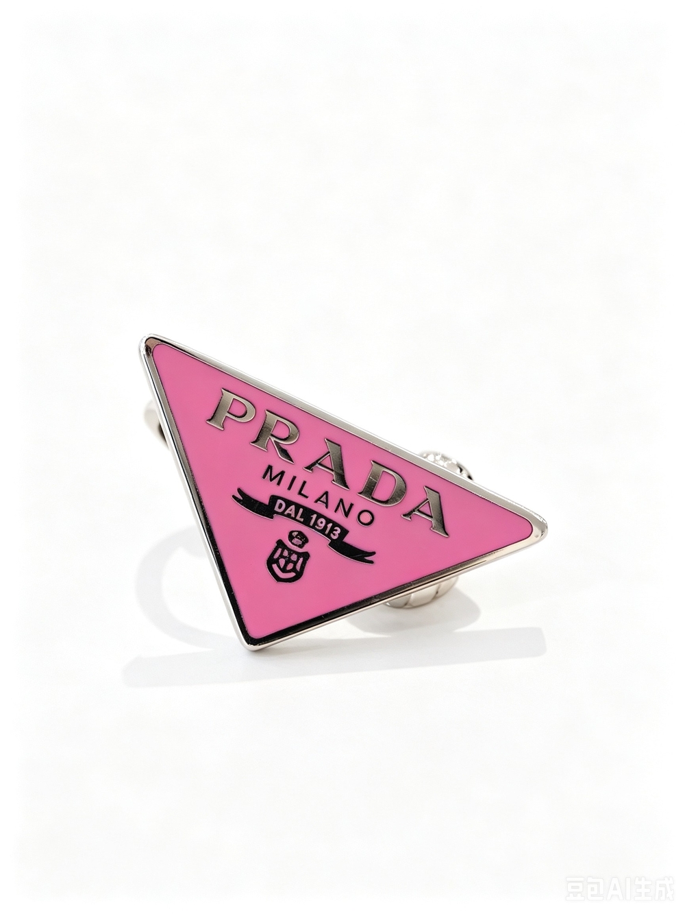 Prada Pink Triangle Logo Earrings